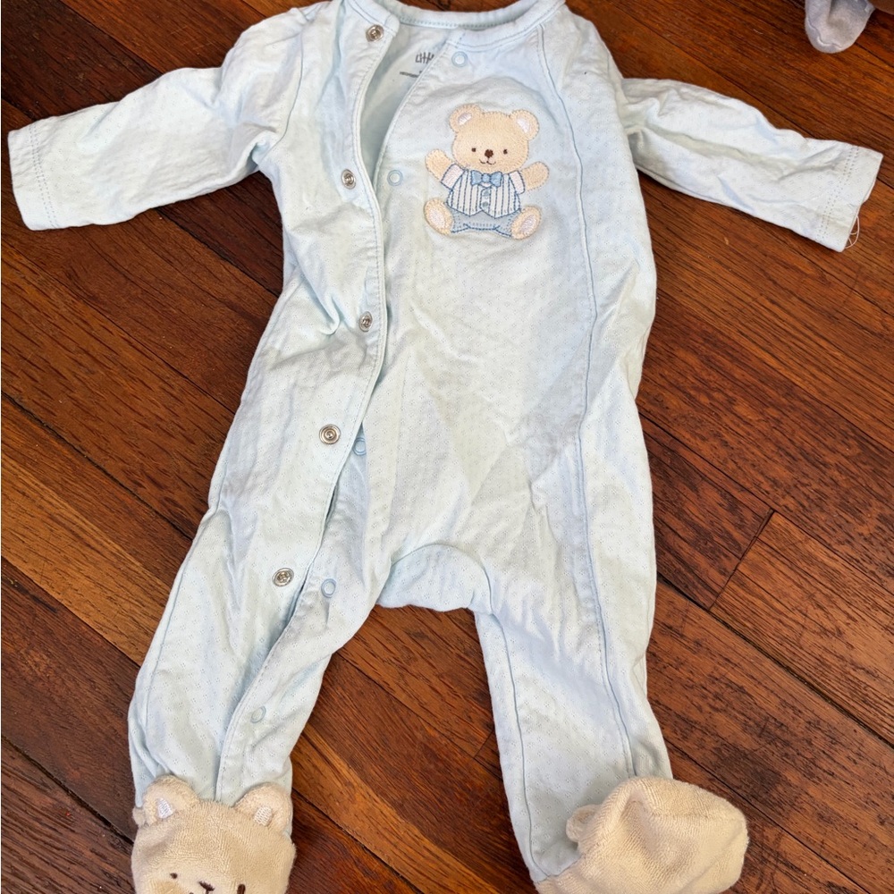 Little Me Light Blue Bear Footie